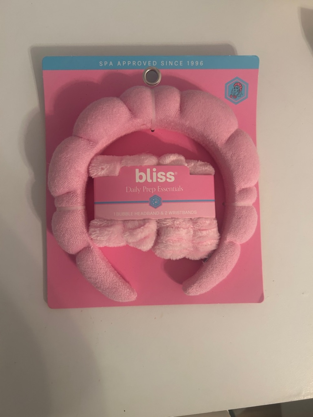 Bliss Light Pink Plush Bubble Headband & Wristbands Set